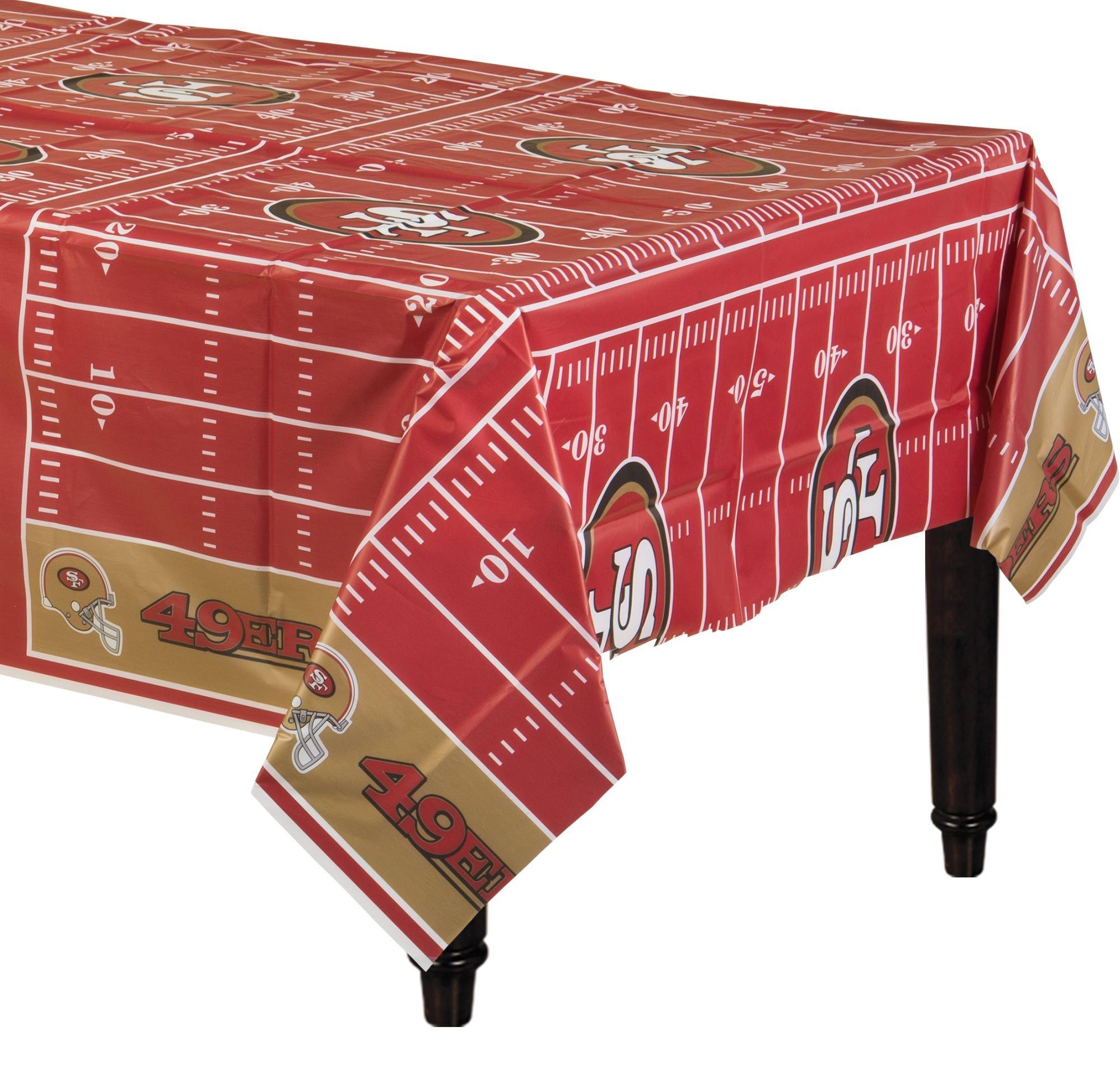 Creative Converting 729527 San Francisco 49ers 54 x 102 Plastic Table  Cover - 12/Case