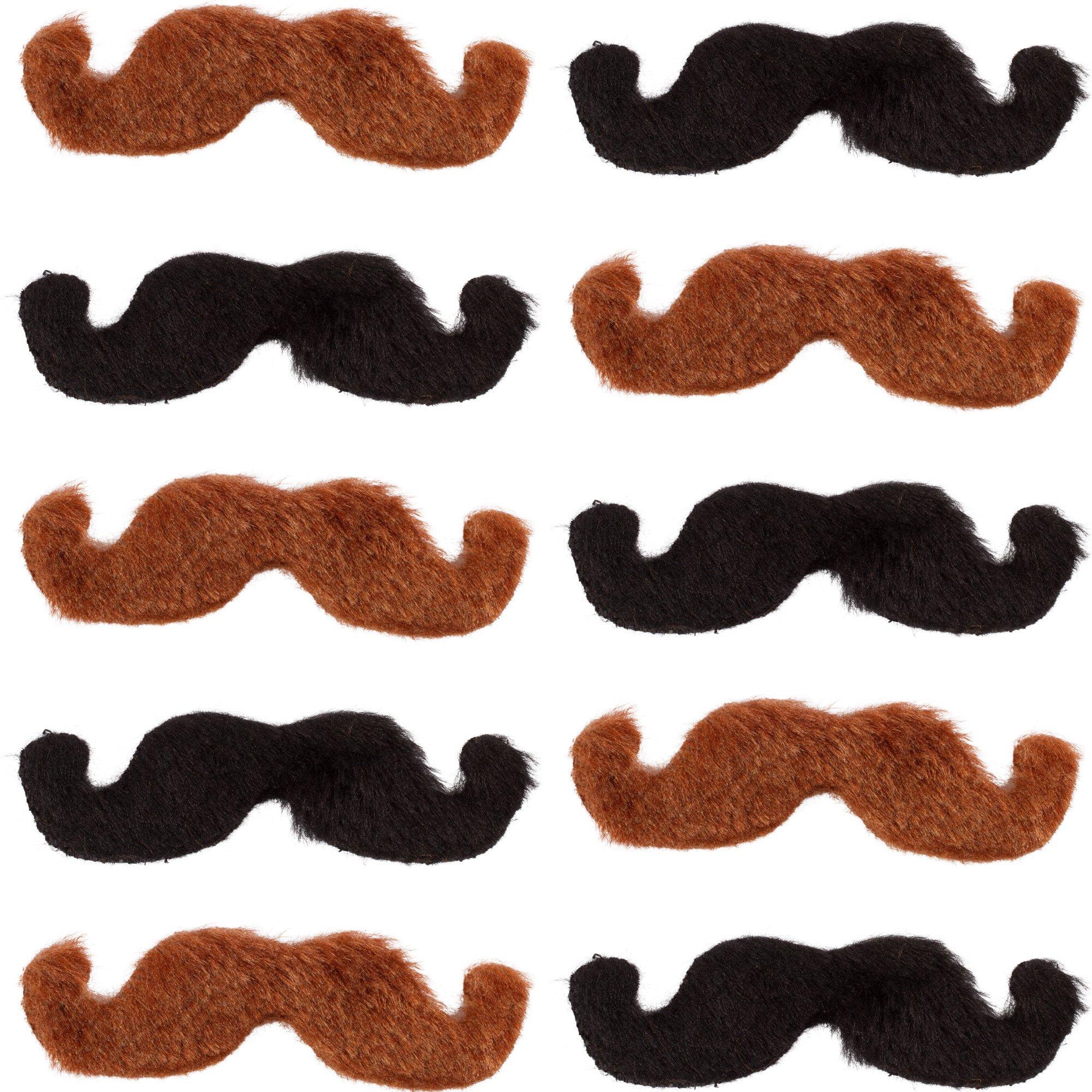 Black & Brown Western Moustaches 10ct | Party City