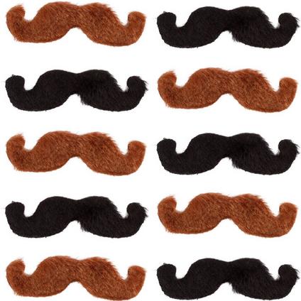 Black & Brown Western Moustaches 10ct