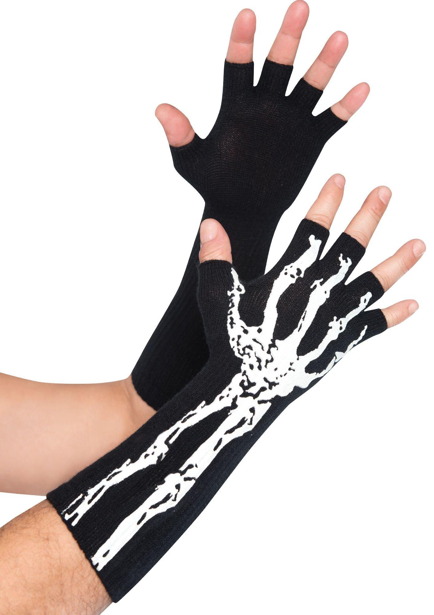 Adult Glow in the Dark Skeleton Fingerless Gloves