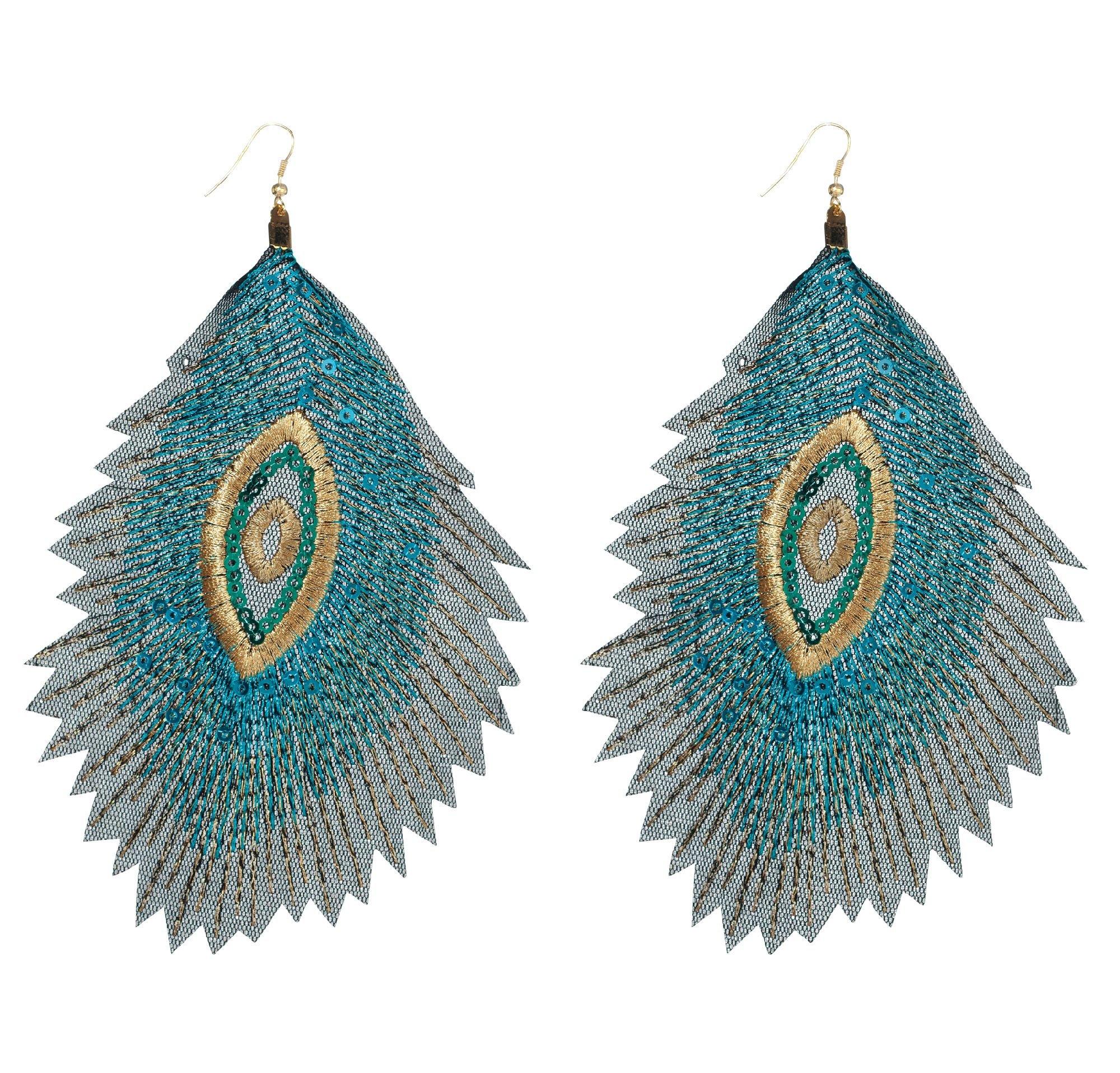 Embroidered Peacock Earrings | Party City