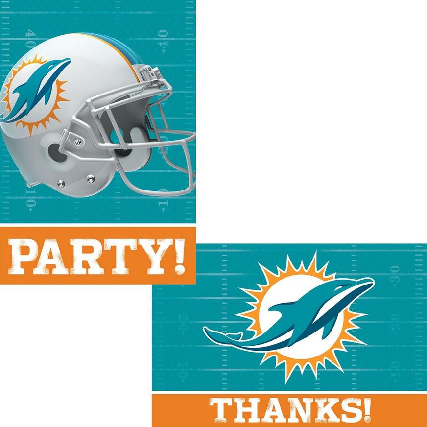 Miami Dolphins Invitations & Thank You Notes For 8