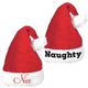 Naughty & Nice Adjustable Santa Hat Set for Kids & Adults, 2pc
