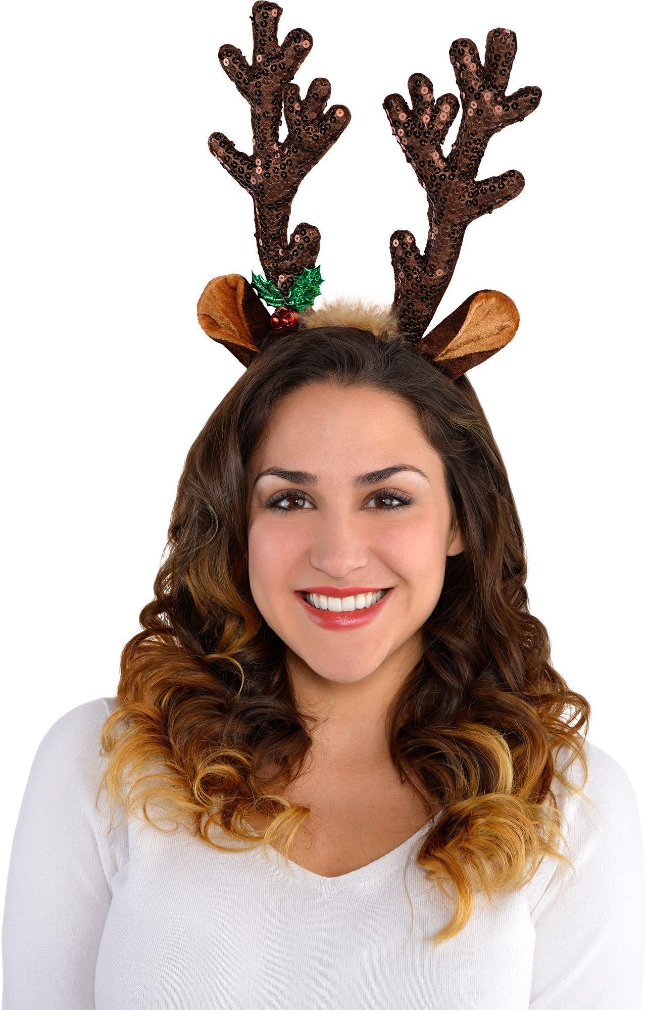 Sequin Reindeer Antlers Headband | Party City