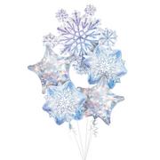 Prismatic Snowflake Foil Balloon Bouquet, 5pc