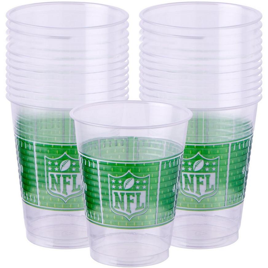 NFL Drive Birthday Party Plastic Cups Tableware, Clear, 16 Ounces, Pack of 25