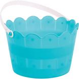 Caribbean Blue Plastic Scalloped Easter Bucket