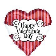Valentine's Day Balloon - Striped Heart, 27in