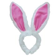 FINGOOO Bunny Ears,White Pink Bunny Ears Headband for Kids Adults Easter Halloween Costume Accessories 