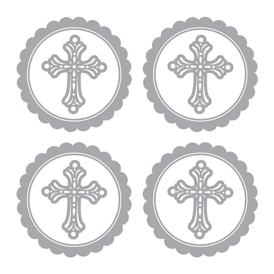 Silver Religious Sticker Labels 20ct