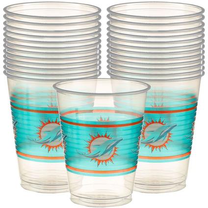 Miami Dolphins Plastic Cups 25ct