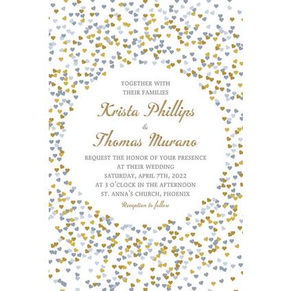 Custom Bunches of Hearts Gold Wedding Invitations