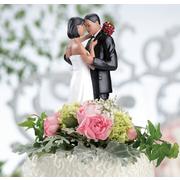 Wedding ~Git n Hitched~ Sign Camo Kissing Bride & Groom Cake Topper Brown Base 