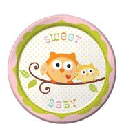 Pink Owl Baby Shower Dessert Plates 8ct