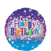 Happy Birthday Balloon - Prismatic Bright Stars 17in, 18in