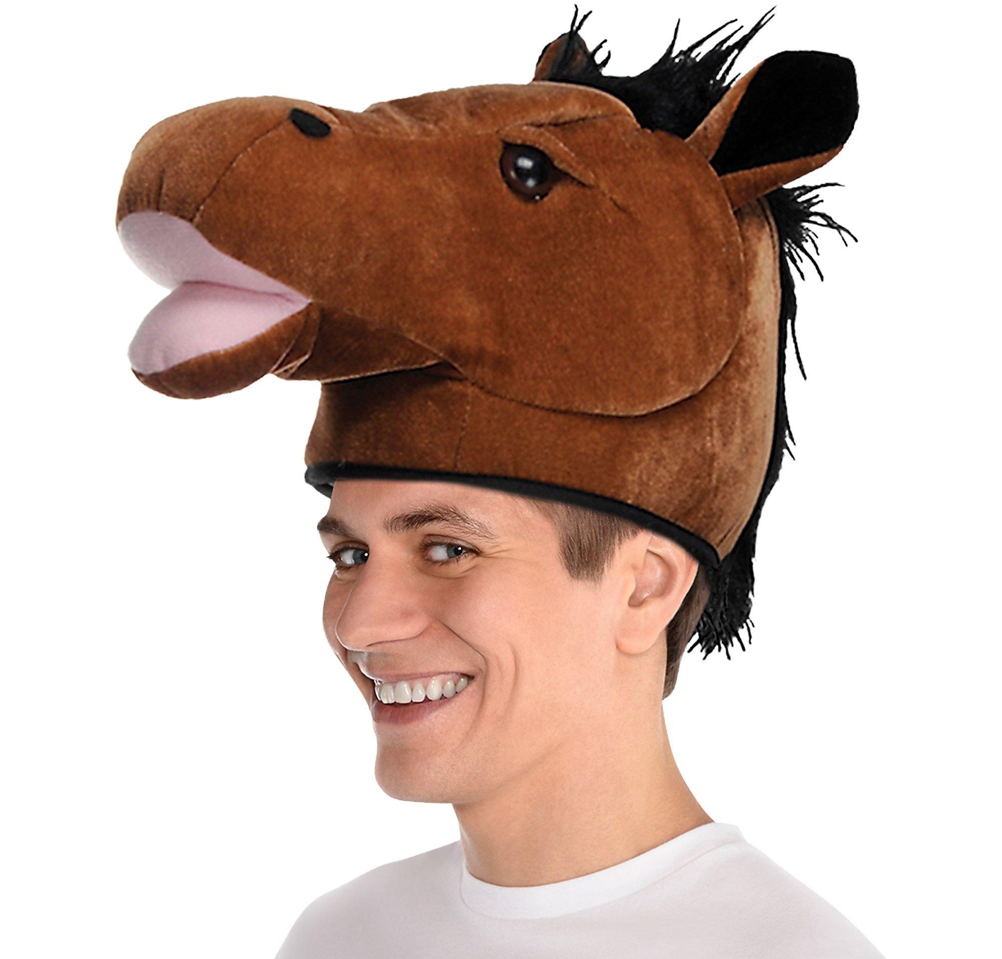 Plush Horse Head Hat 14in x 8in