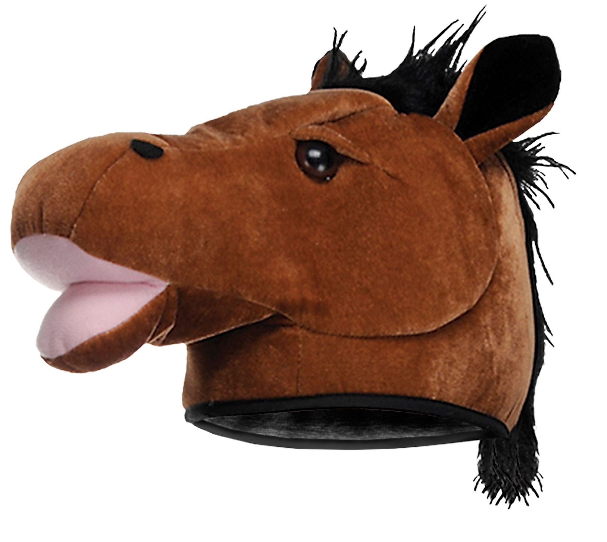 Plush Horse Head Hat 14in x 8in