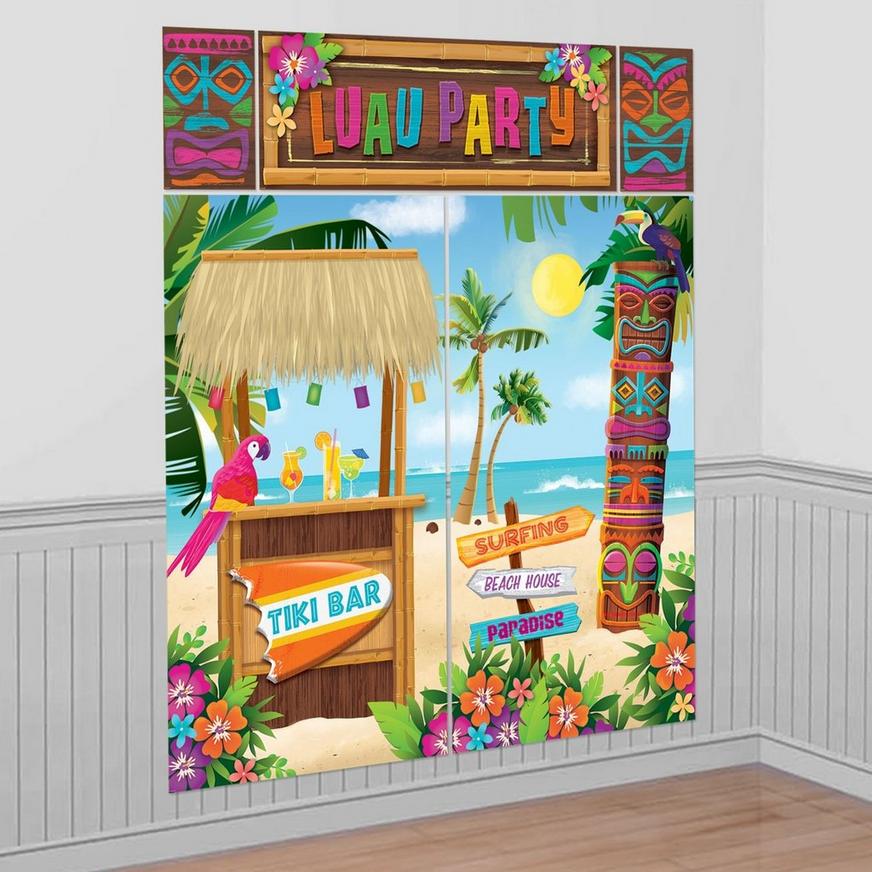 Palm Trees Scene Setter Paradise Wall Decoration Poster Luau Beach Party Supply 