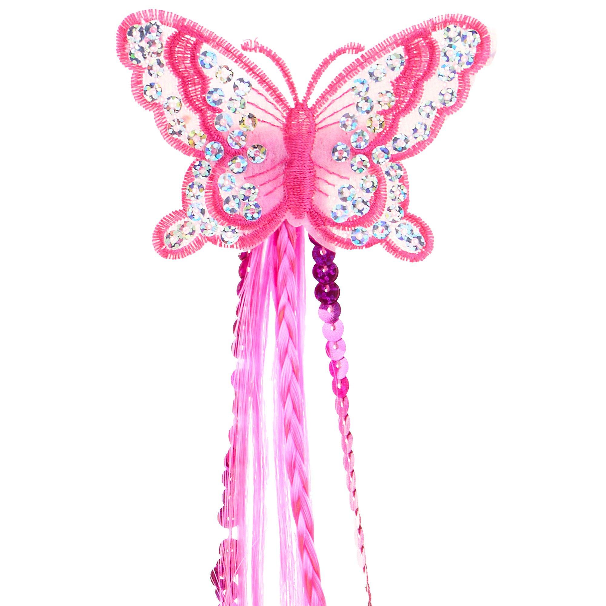 Bright Pink Butterfly Hair Clip with Ribbons