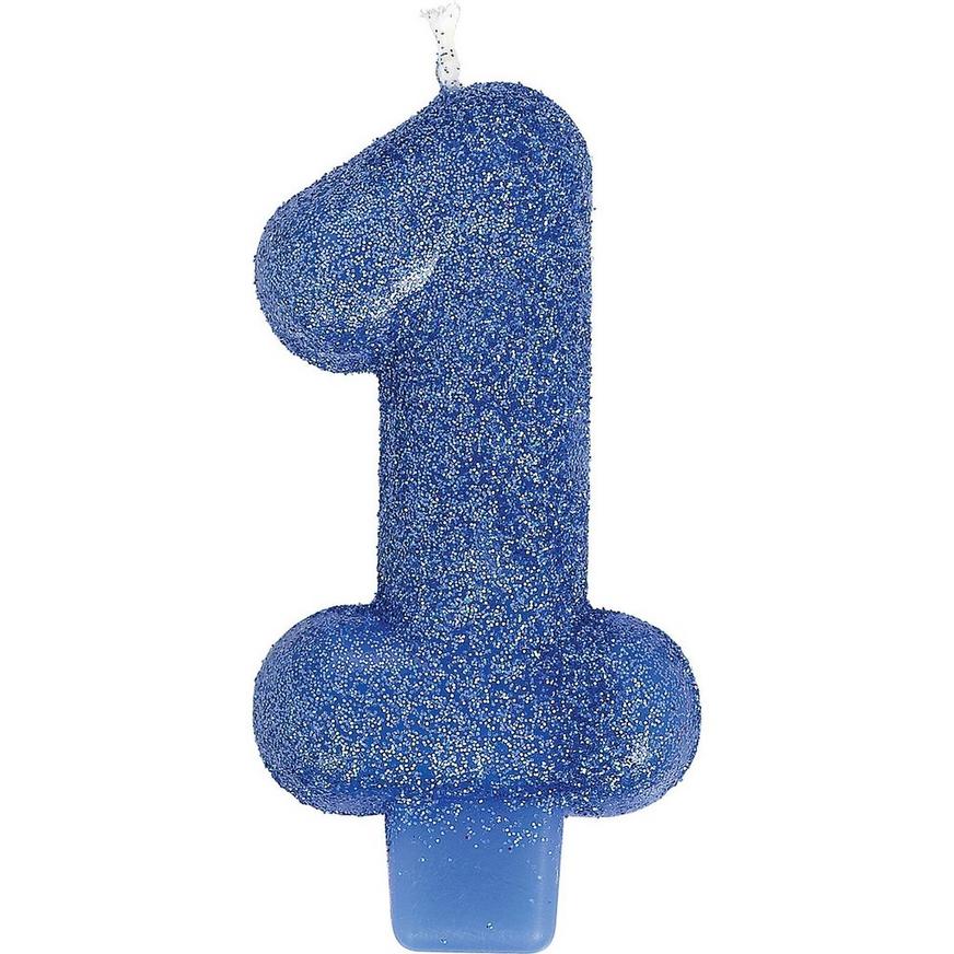Glitter Royal Blue Number 1 Birthday Candle
