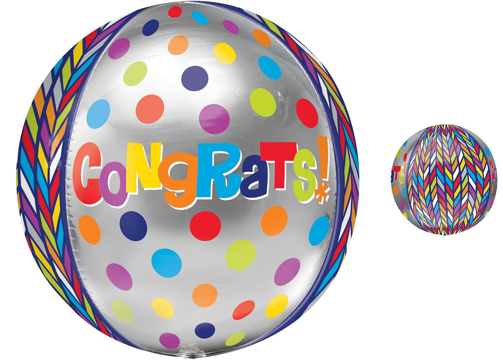 Orbz Dotty Geometric Congrats Balloon, 16in