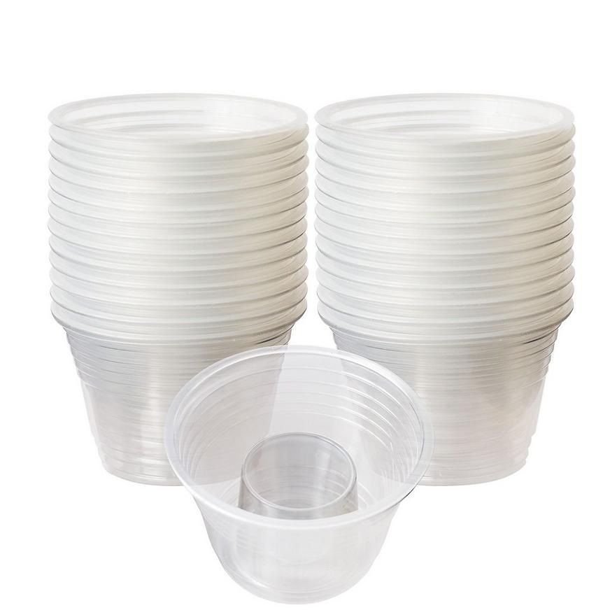 CLEAR Plastic Two-Part Shot Glasses 25ct
