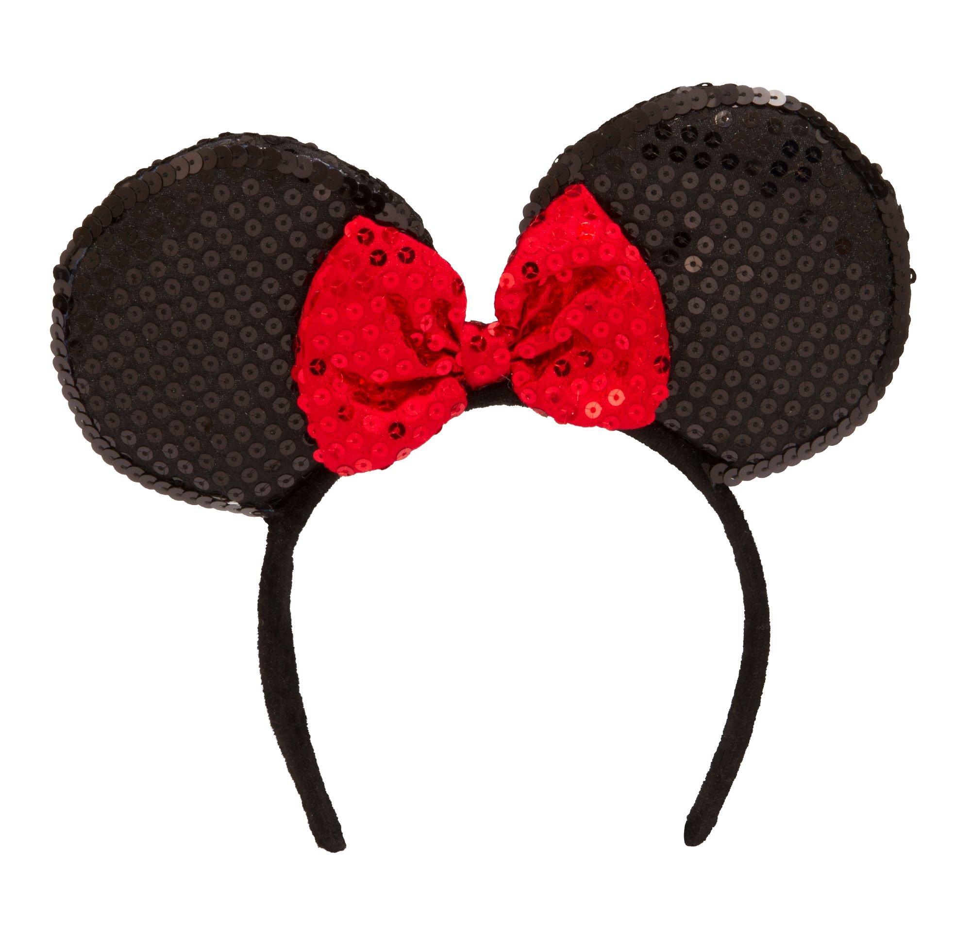 Mickey Mouse Ears,Minnie Ear Headband Sequin Hair Band for Women Girls  Party Supplies Glitter Hair Band : : Beauty