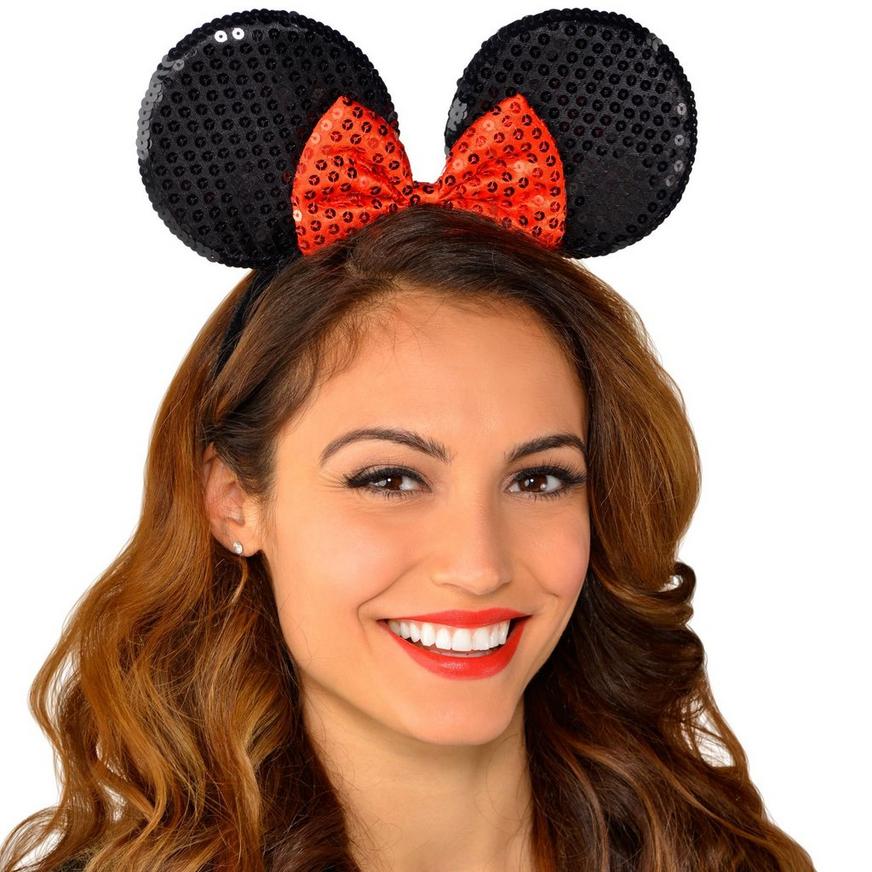 15 Minnie Mouse Ears Headbands Black With Red Bow Party Favors Costume Mickey 