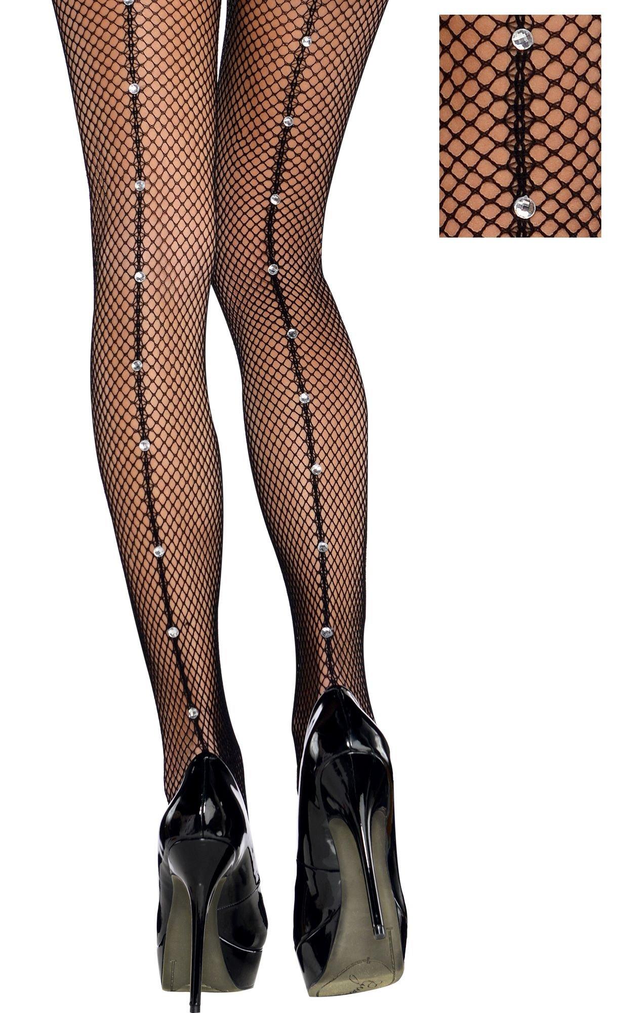 HOTYA Women Open Toe Rhinestone Fishnet Tights Latin Dance Diamond Pantyhose  Stockings 