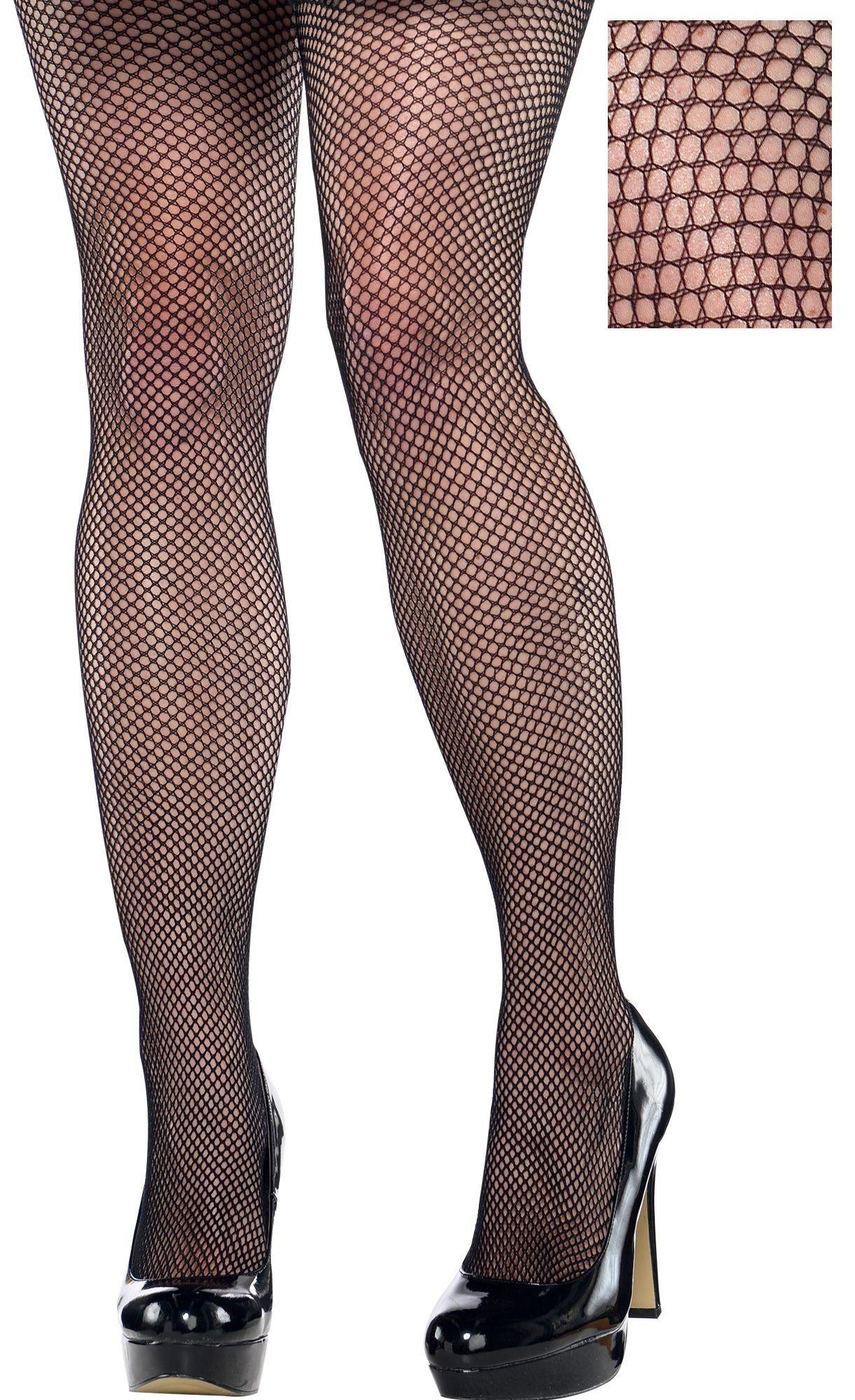 Adult Black Fishnet Pantyhose Plus Size