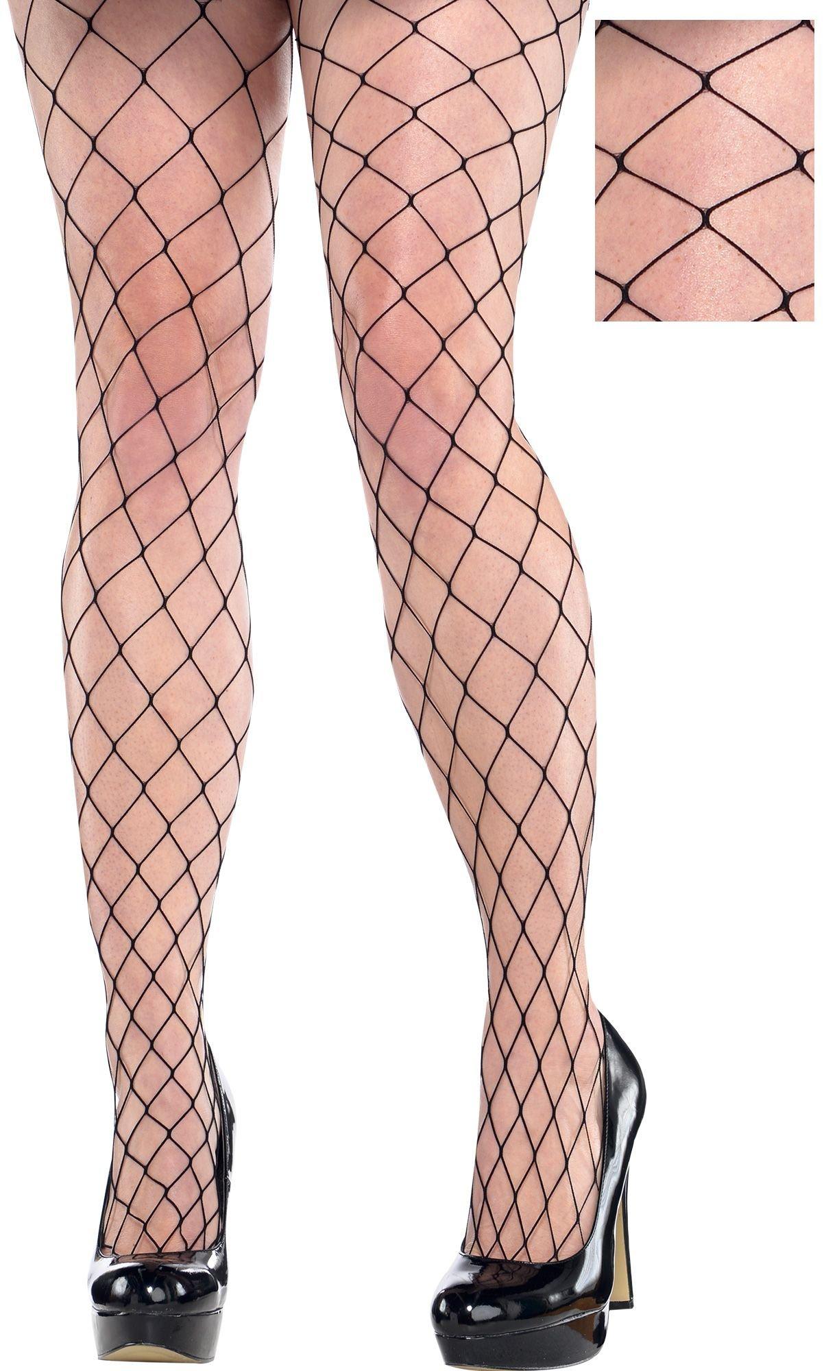 Large Diamond White Fishnet Tights Ladies Fancy Dress Accessory One Size