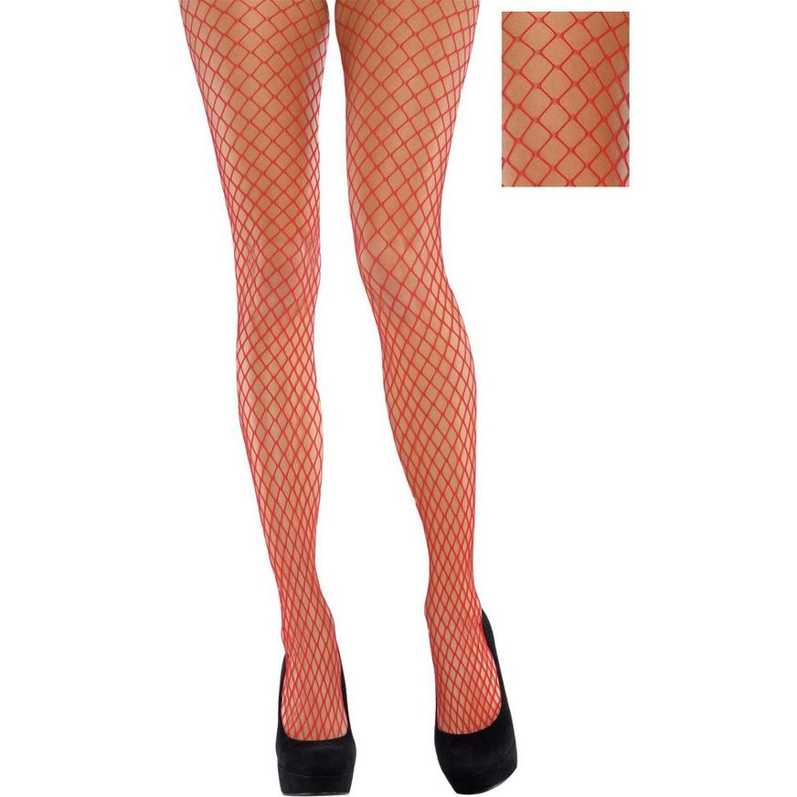 Adult Red Wide Fishnet Pantyhose