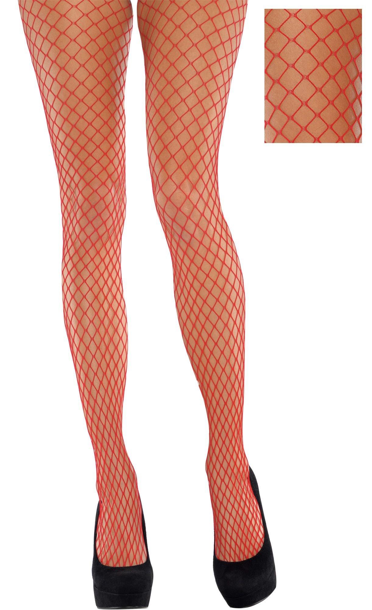 Adult Red Wide Fishnet Pantyhose