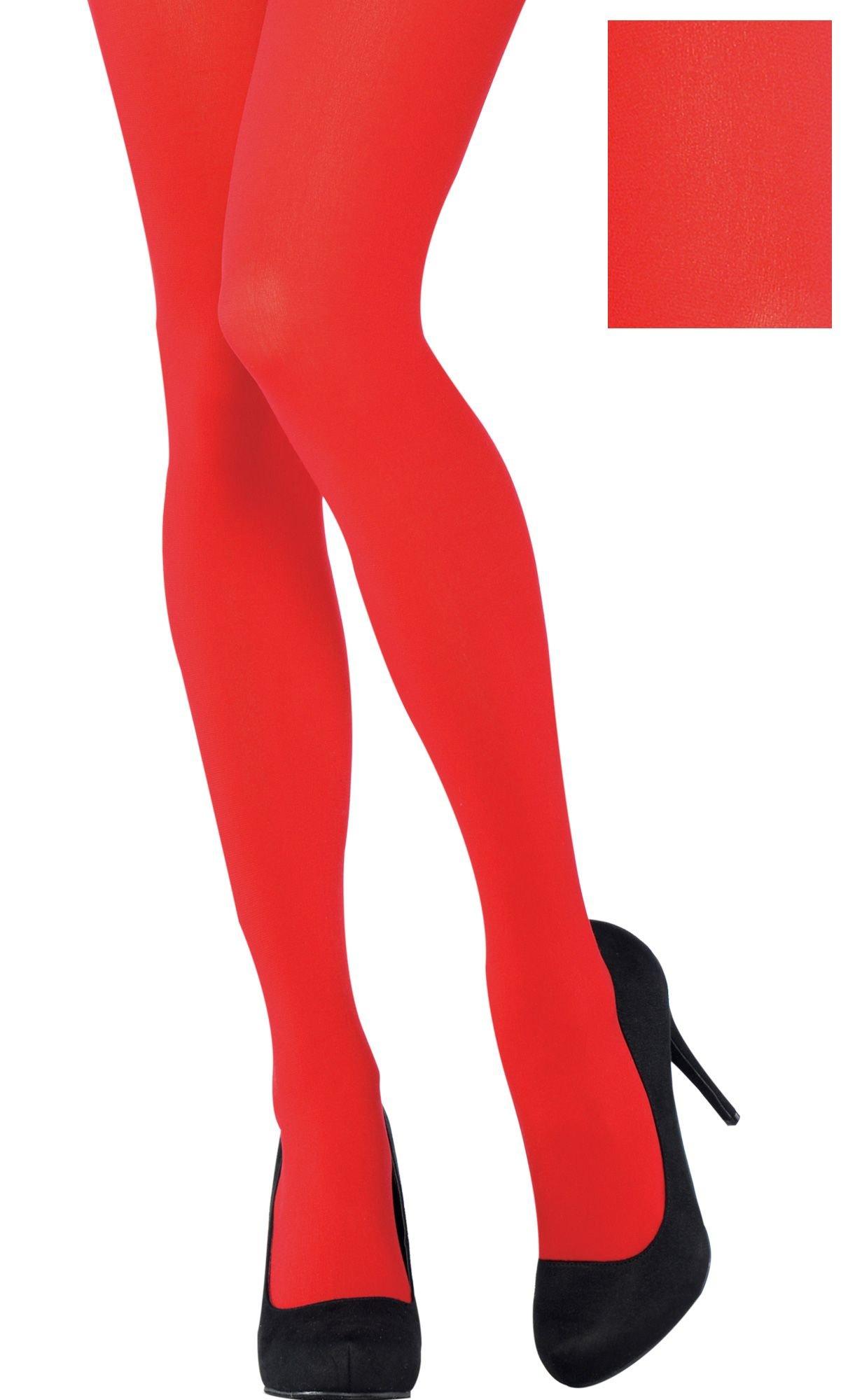 Opaque Red Mock Garter Colored Tights
