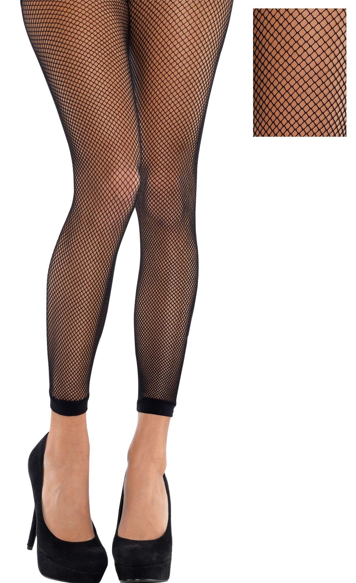 Fishnet Nylons Porn - Adult Black Fishnet Footless Pantyhose | Party City