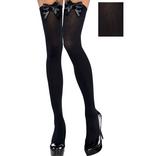 Adult Black Bows Opaque Thigh-High Stockings