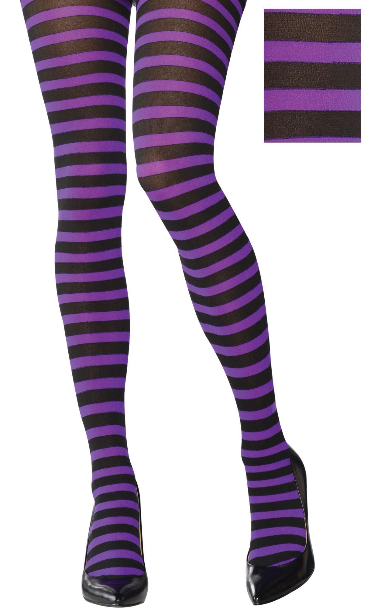 Purple/black Vertical Stripes Striped Leggingsgothic 