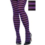 Adult Purple & Black Striped Tights Plus Size