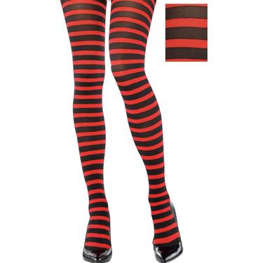 Adult Red & Black Striped Tights | Party City