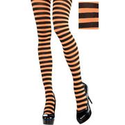 Adult Orange & Black Striped Tights