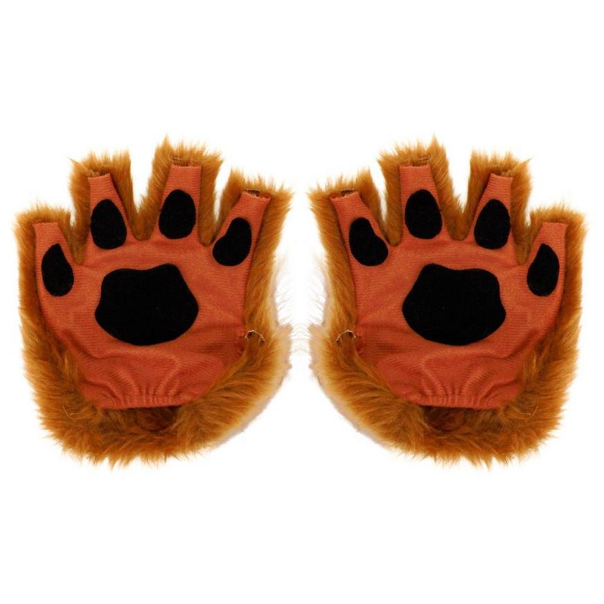 Brown and Orange Bear Fingerless/Mitten Style Fashion Gloves 