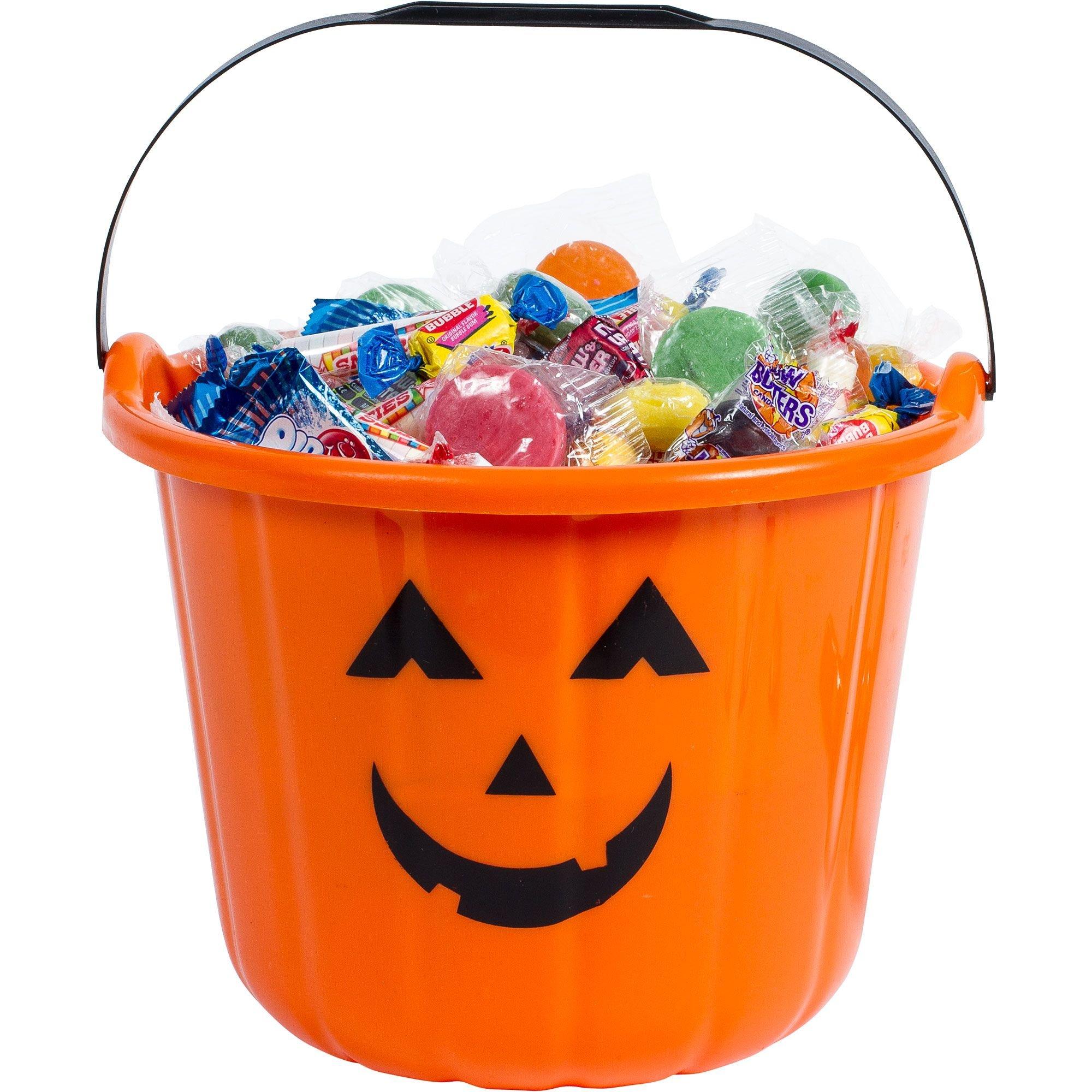 Orange Jack-o'-Lantern Treat Bucket 9in x 7in