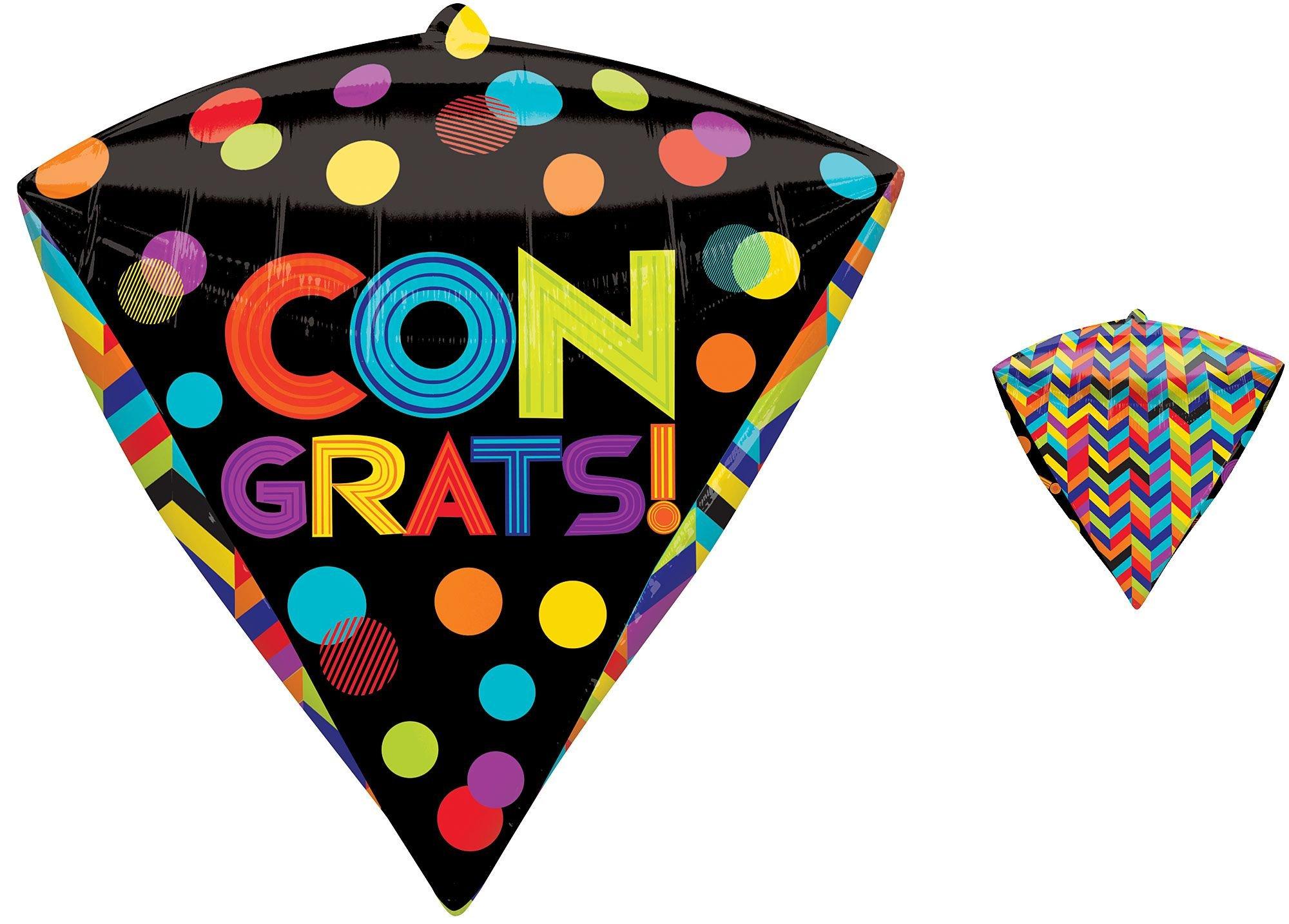 Amscan „Happy Birthday“ Folienballon – 38 Cm, Bunte Streifen & Chevron-Muster, Mit Helium Befüllbar