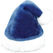 Plush Blue Adjustable Santa Hat for Kids & Adults
