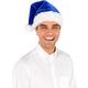 Plush Blue Adjustable Santa Hat for Kids & Adults