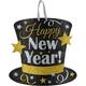 Glitter Black, Gold & Silver New Year's Top Hat Sign 