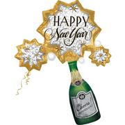 Happy New Year Balloon - Champagne Burst, 46in