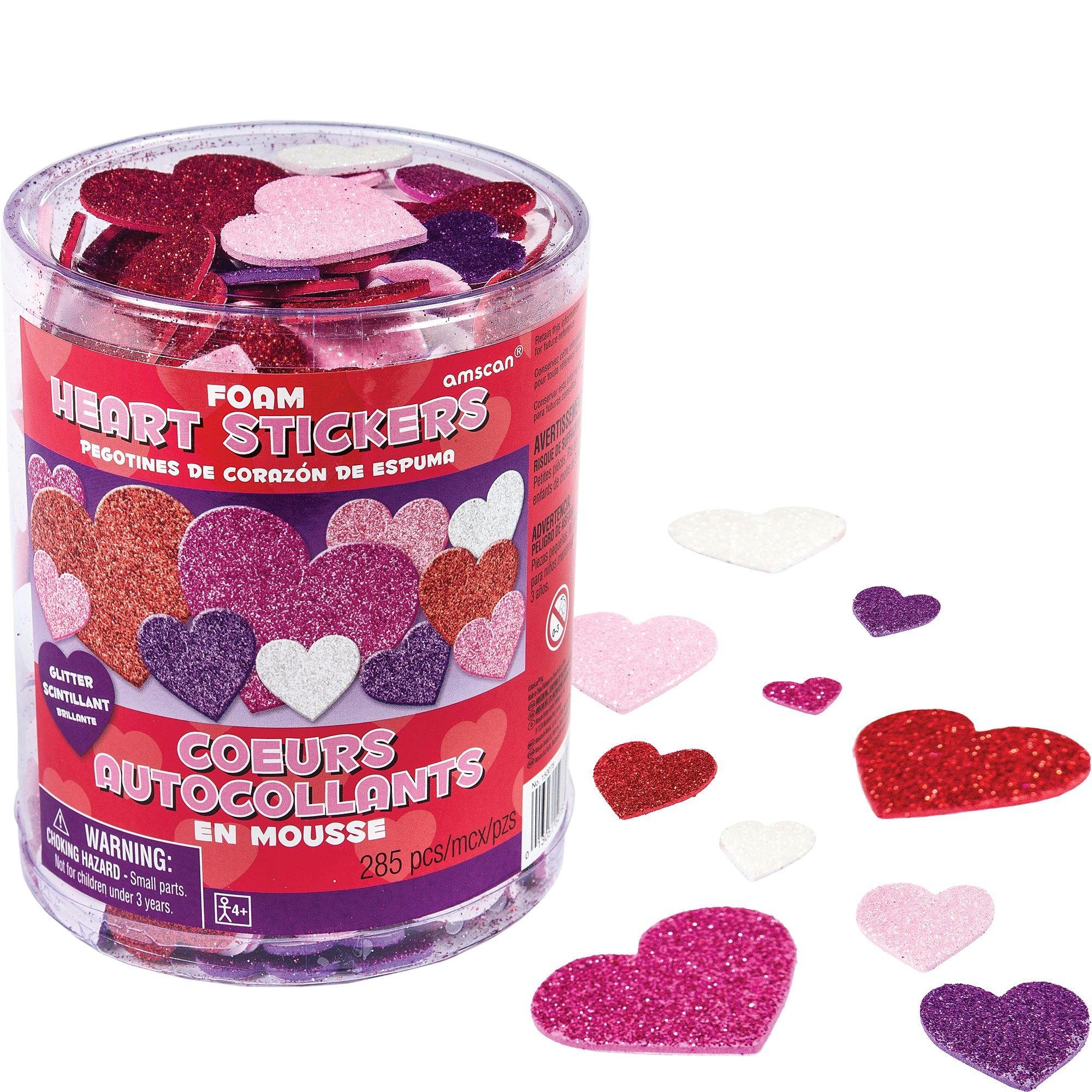 Glitter Foam Stickers - Hearts - Red, Pink and Silver - Pack of 168 -  CE-10087, Learning Advantage