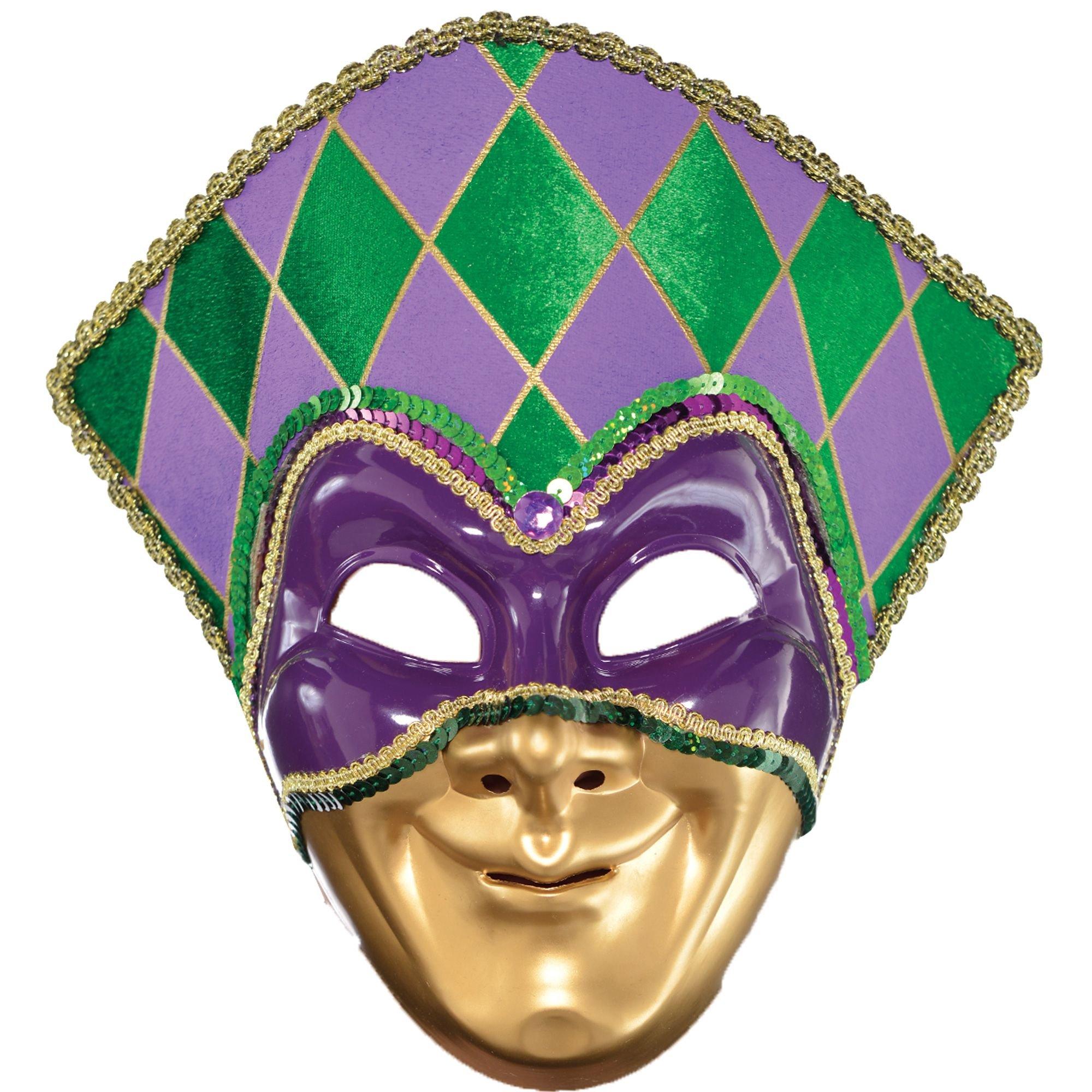 PartyCity Double-Sided Mardi Gras Comedy & Tragedy Mask Cutout, 11.87in ...