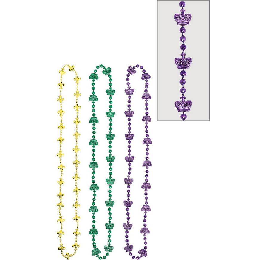 Royal Mardi Gras Bead Necklaces 3ct